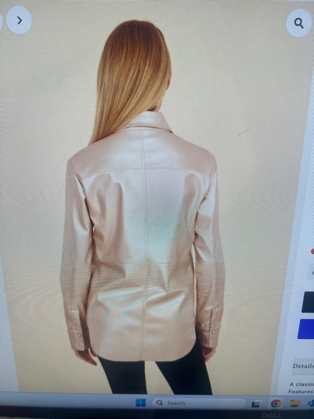 Dolce Cabo Light Grey Vegan Leather Shirt NWOT - Picture 6 of 6